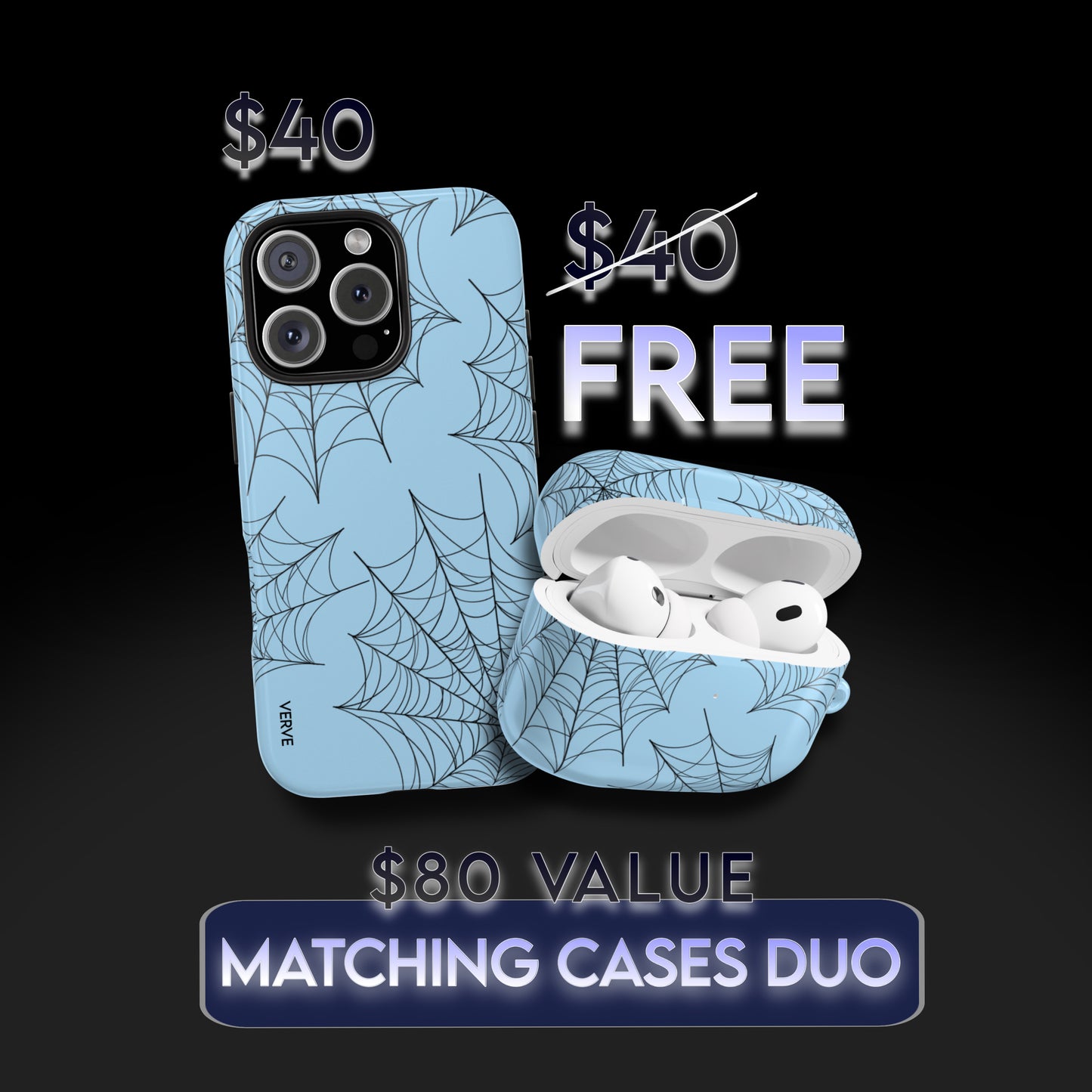 Spider Web Light Blue AirPod Case