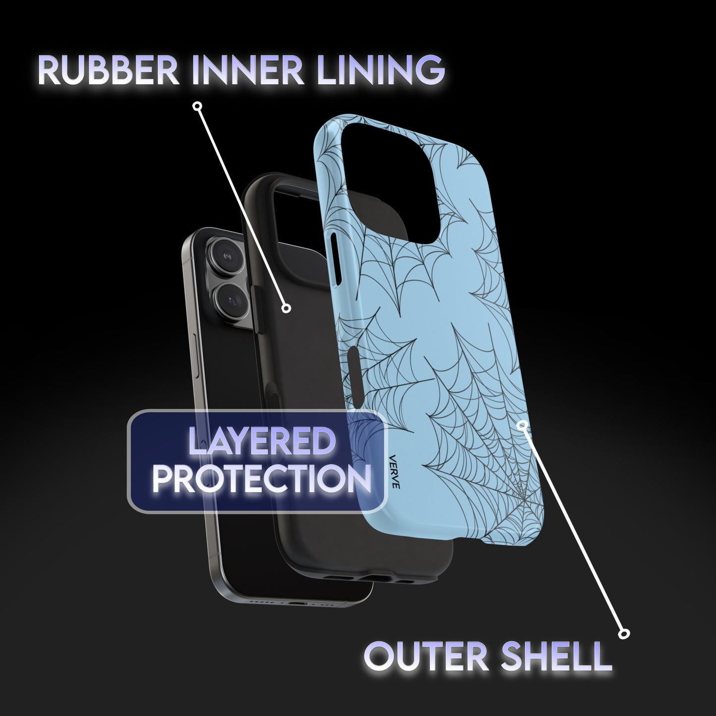 MATCHING CASE DUO: Spider Web Light Blue Cases