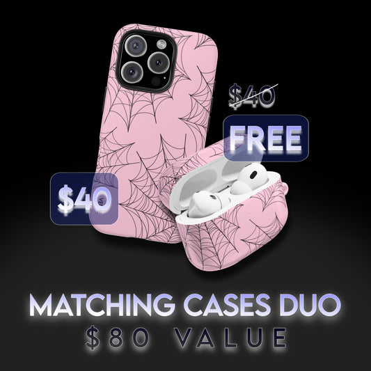 MATCHING CASE DUO: Spider Web Light Pink Cases