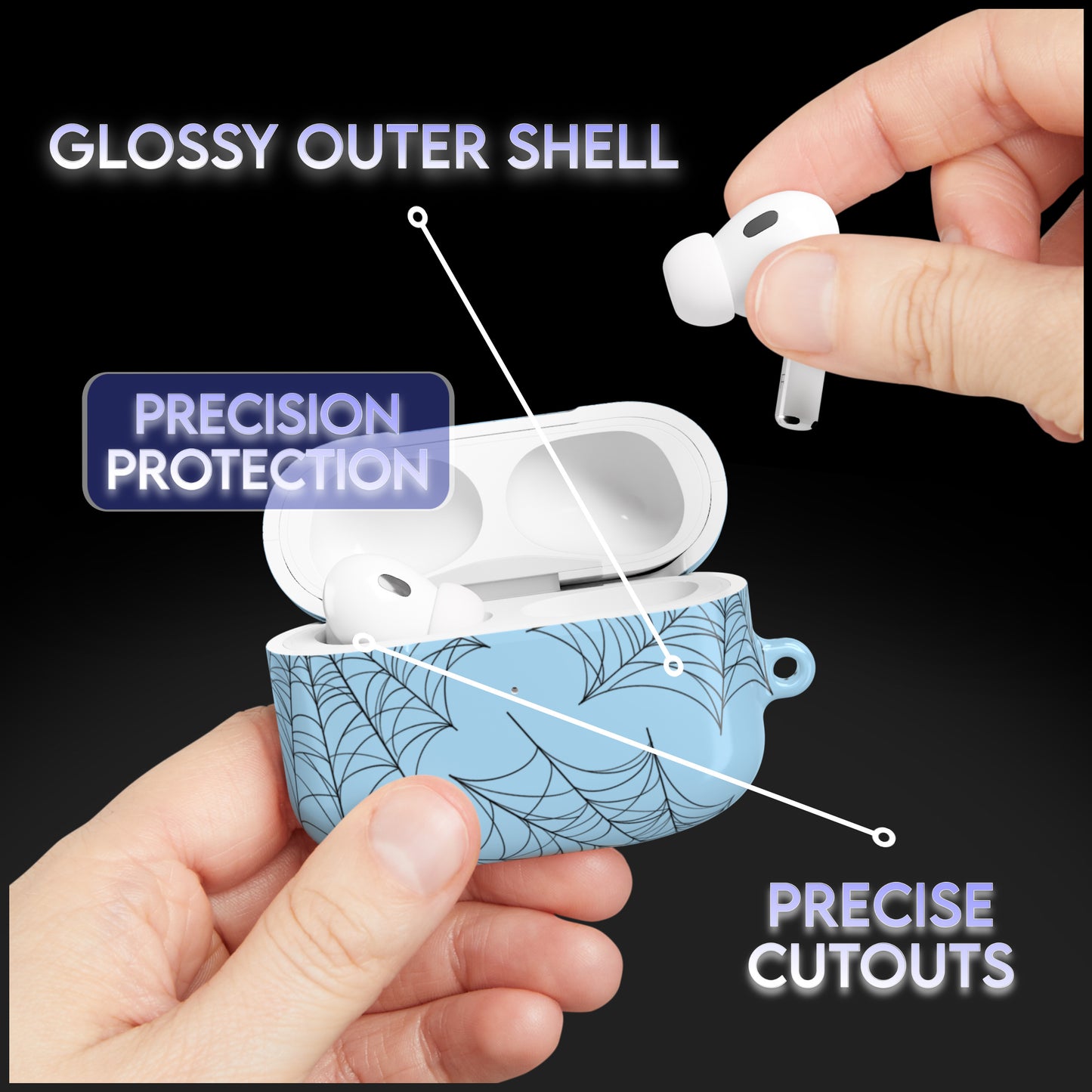 Spider Web Light Blue AirPod Case