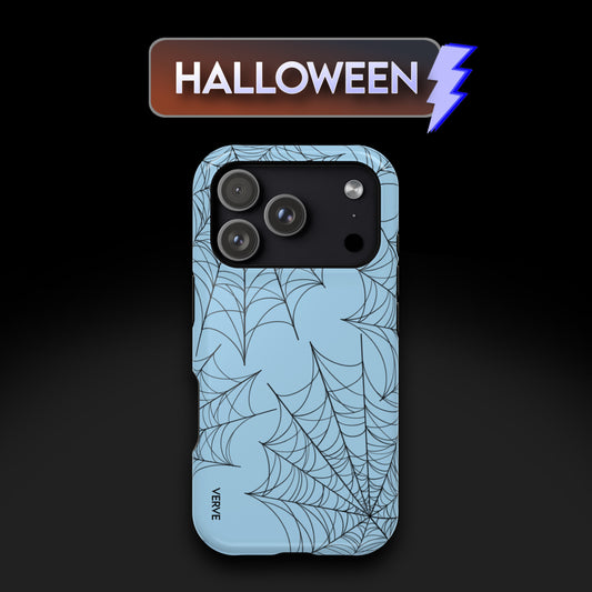 Spider Web Halloween Light Blue MagSafe Durable Phone Case