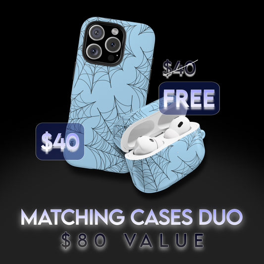MATCHING CASE DUO: Spider Web Light Blue Cases