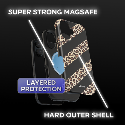 Leopard Print Striped Phone Case