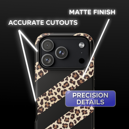 Leopard Print Striped Phone Case