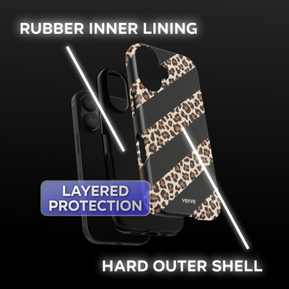 Leopard Print Striped Phone Case