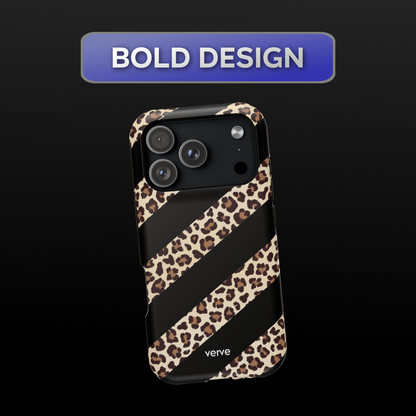 Leopard Print Striped Phone Case